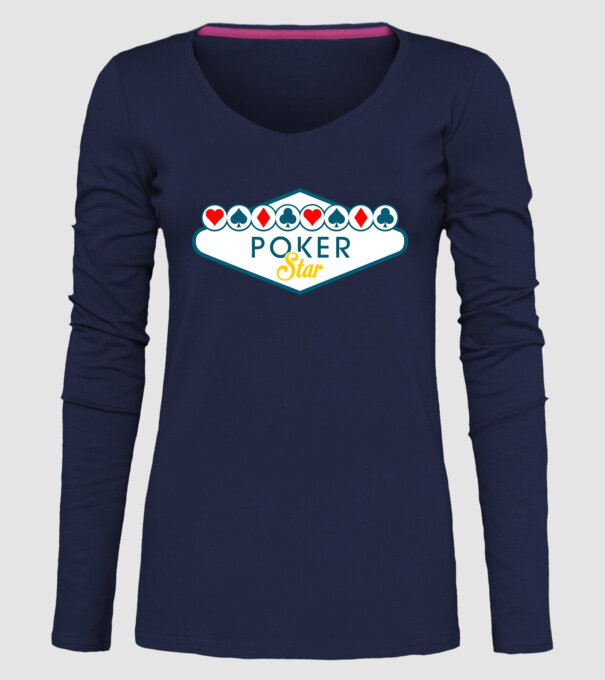 Star Poker model albastru închis pe tricou