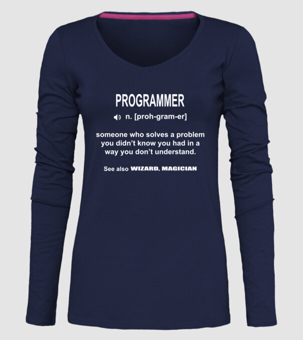 Programmer model albastru închis pe tricou