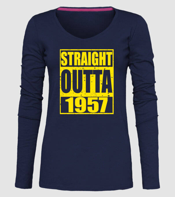Straight Outta - 1957 model albastru închis pe tricou