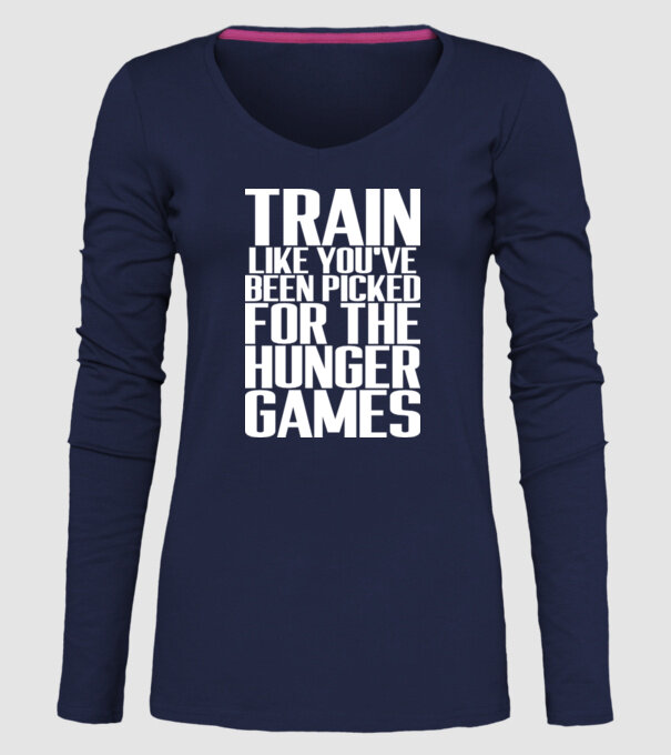 Train like youve been picked for the hunger games model albastru închis pe tricou