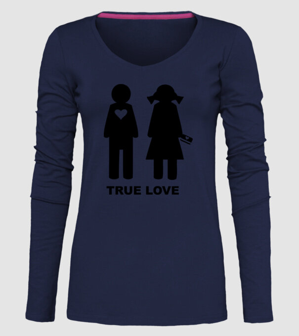 True Love model albastru închis pe tricou