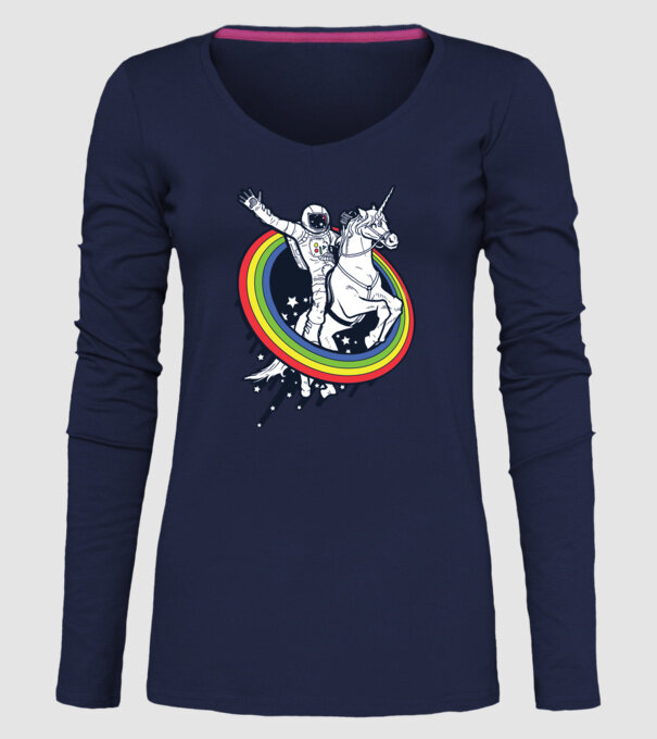 Unicorn Spaceman model albastru închis pe tricou