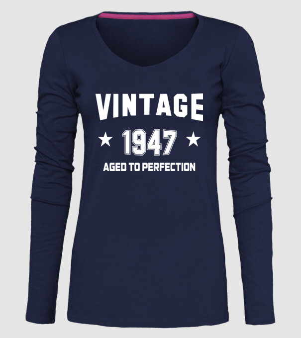 Vintage - 1947 model albastru închis pe tricou
