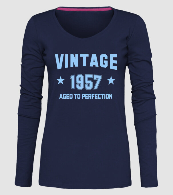Vintage - 1957 model albastru închis pe tricou
