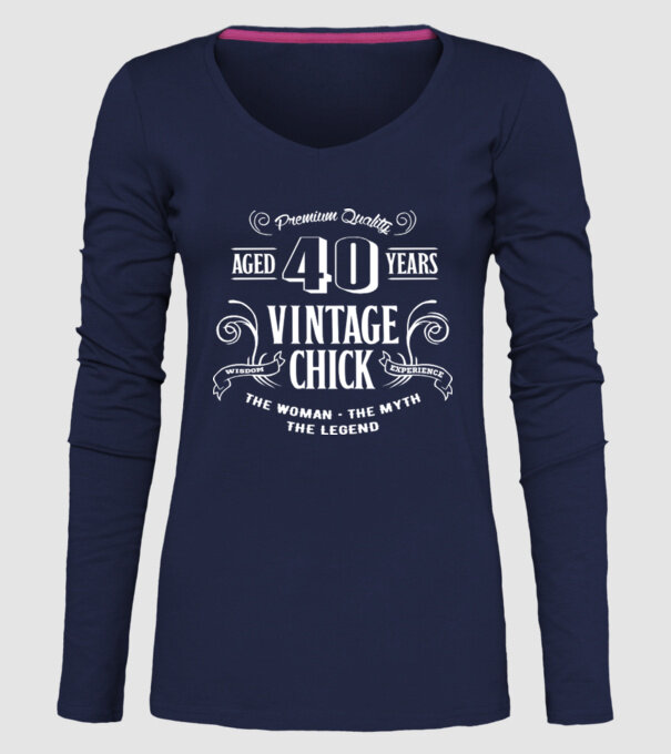 Vintage chick - 40 model albastru închis pe tricou