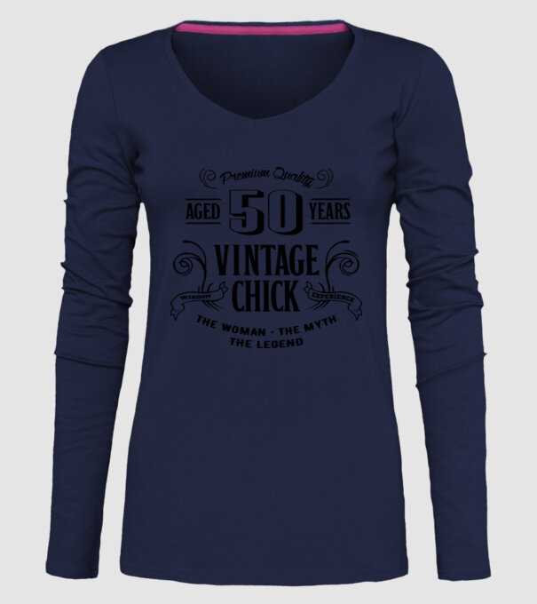 Vintage chick - 50 model albastru închis pe tricou