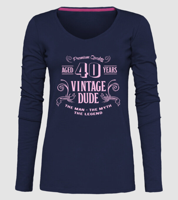 Vintage Dude - 40 model albastru închis pe tricou