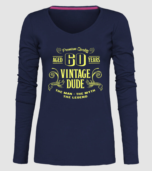 Vintage Dude - 60 model albastru închis pe tricou