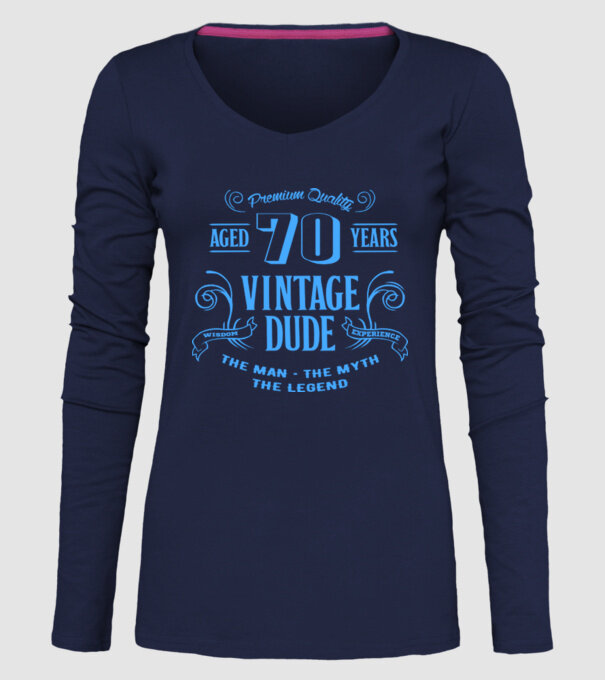 Vintage Dude - 70 model albastru închis pe tricou