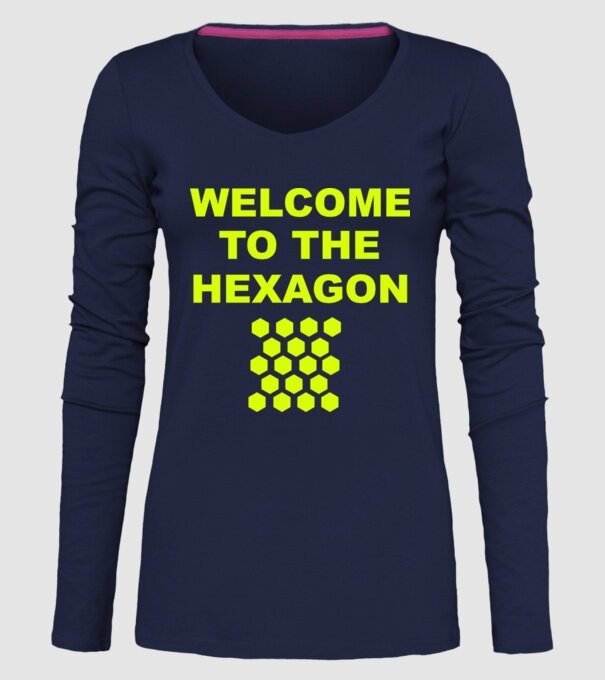 Welcome to the hexagon model albastru închis pe tricou