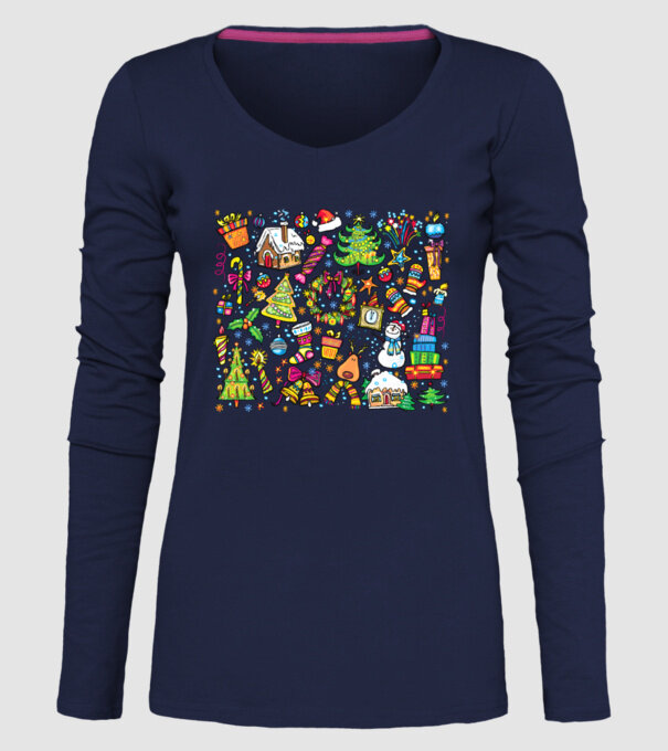 Xmas elements model albastru închis pe tricou
