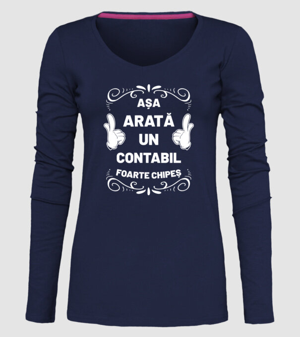 Așa arată un contabil foarte chipeș model albastru închis pe tricou