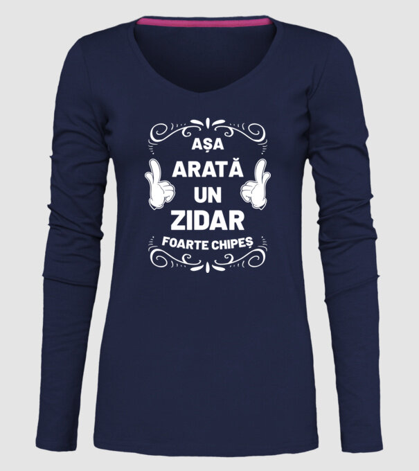 Așa arată un zidar foarte chipeș model albastru închis pe tricou