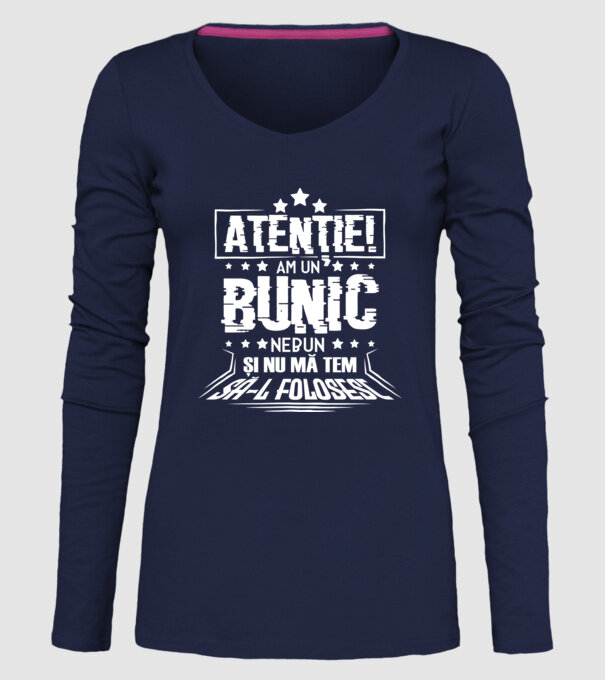 Atenție! Am un bunic nebun și nu mă tem să-l folosesc. model albastru închis pe tricou