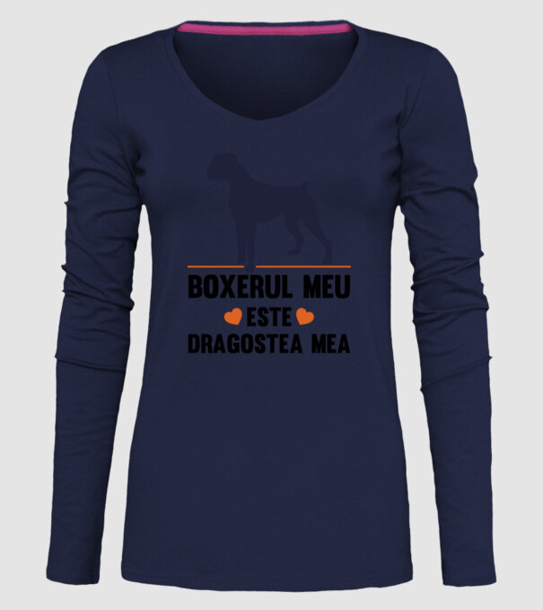 boxerul meu este dragostea mea model albastru închis pe tricou