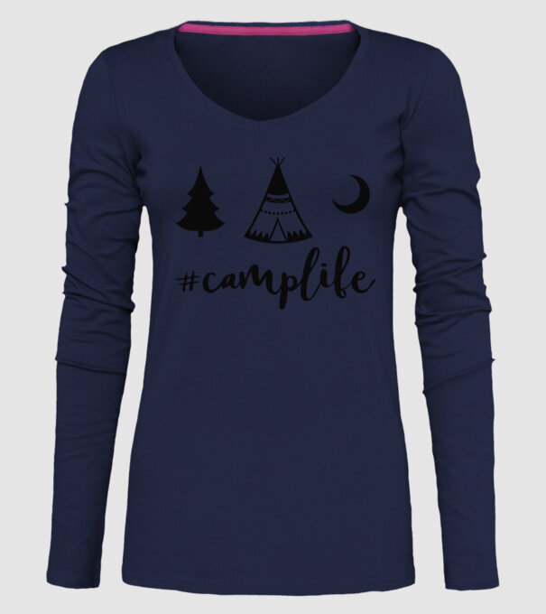 camplife model albastru închis pe tricou