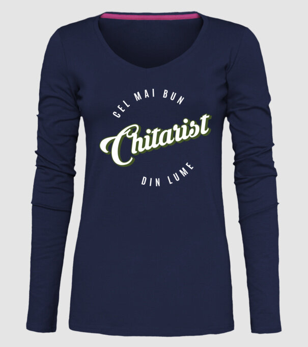 Cel mai bun Chitarist din lume model albastru închis pe tricou