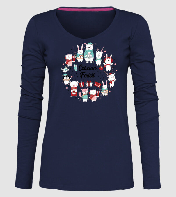 Crăciun Fericit model albastru închis pe tricou
