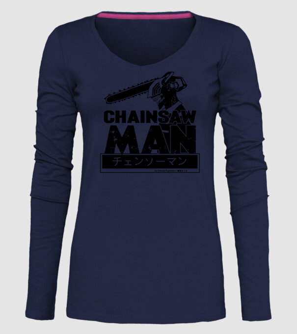 CSM - Chainsaw Man model albastru închis pe tricou