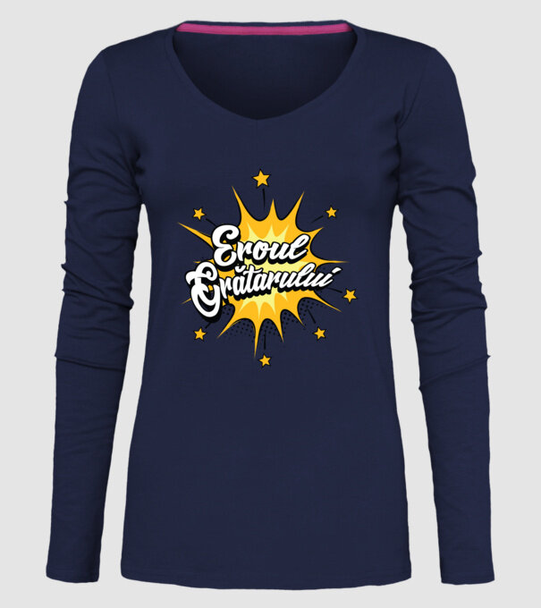 Eroul Grătarului model albastru închis pe tricou
