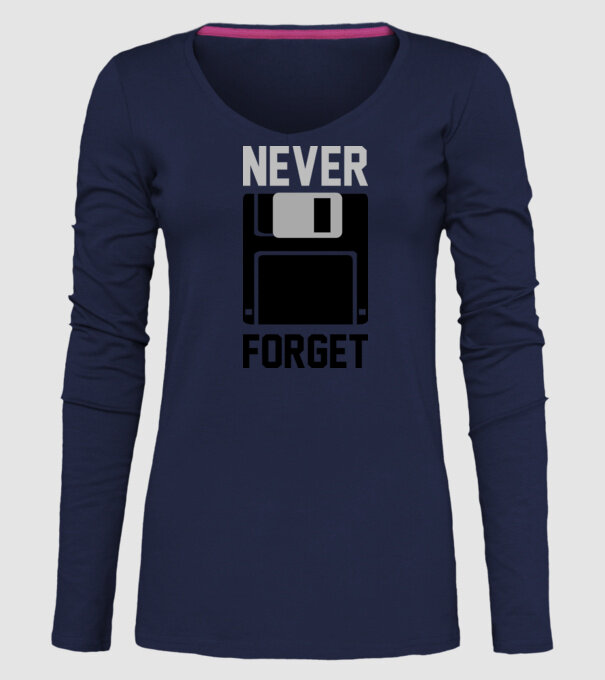 Never Forget model albastru închis pe tricou
