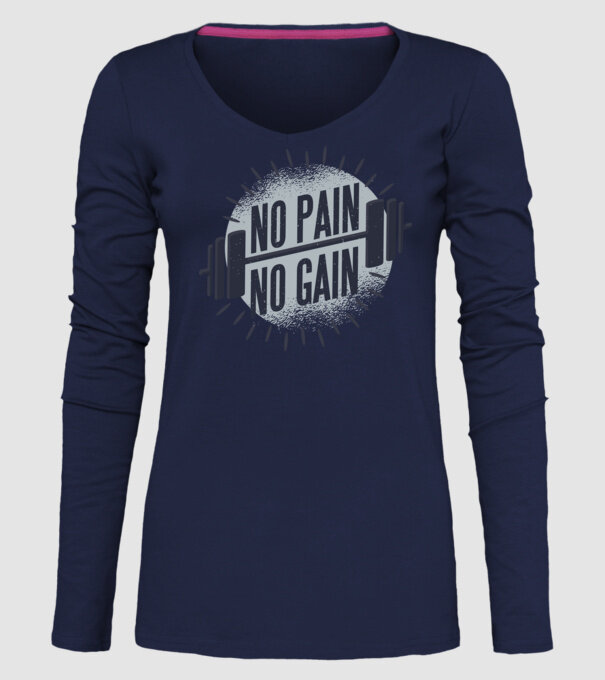 No pain no gain round model albastru închis pe tricou