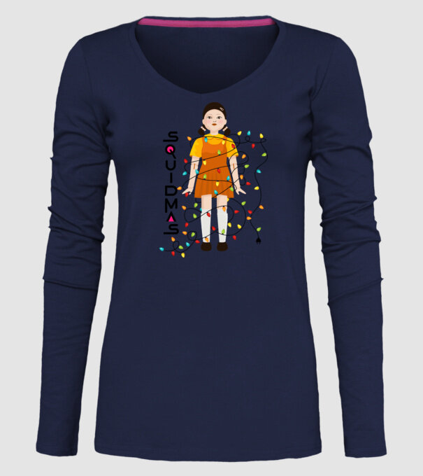 squidmas girl model albastru închis pe tricou