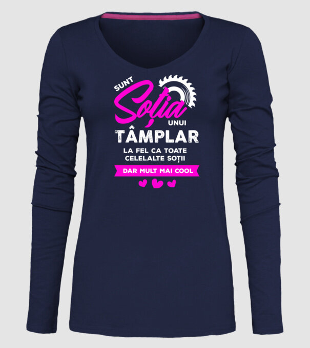 sunt soția unui tâmplar, la fel ca toate celelalte soții, dar mult mai cool model albastru închis pe tricou