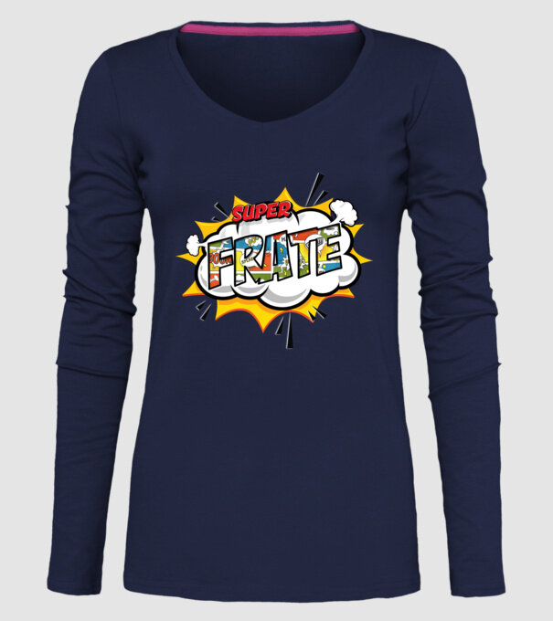 Super Frate model albastru închis pe tricou
