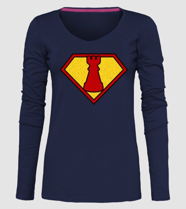 SuperChess turnul de sah model albastru închis pe tricou