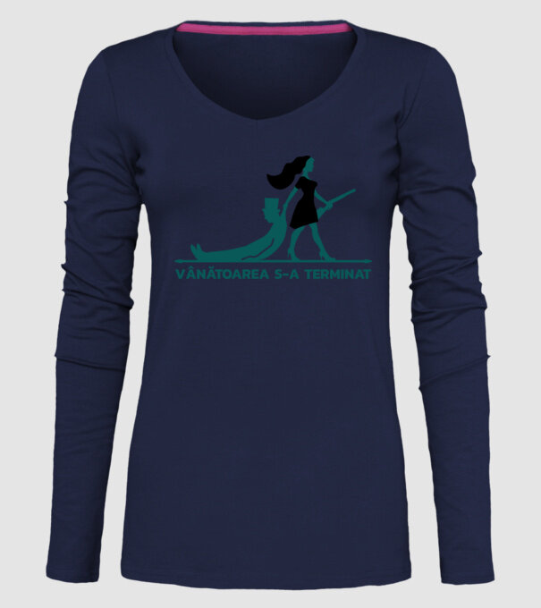 Vânătoarea s-a terminat model albastru închis pe tricou