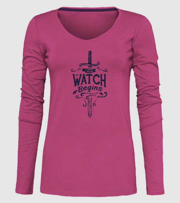 And now my watch begins model roz pe tricou