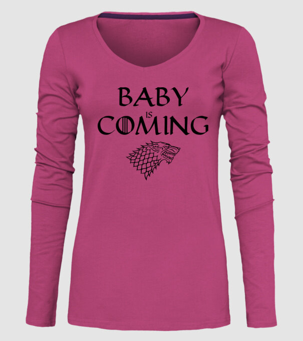 Baby is coming model roz pe tricou