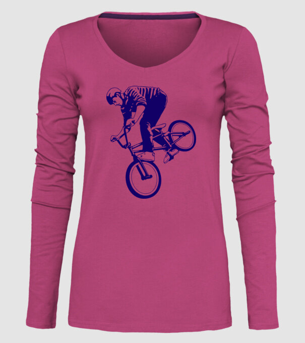 BMX stunt model roz pe tricou