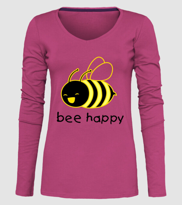 bee happy model roz pe tricou