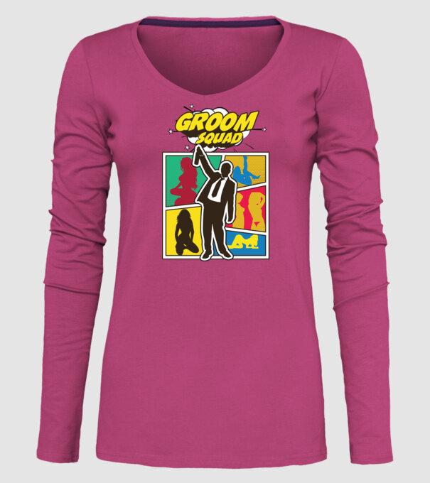 Comic Groom Squad model roz pe tricou