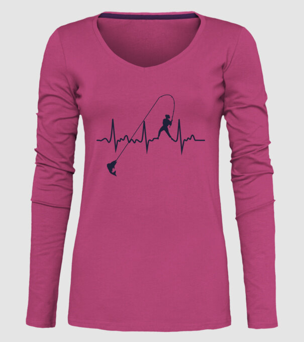 fishing heartbeat model roz pe tricou
