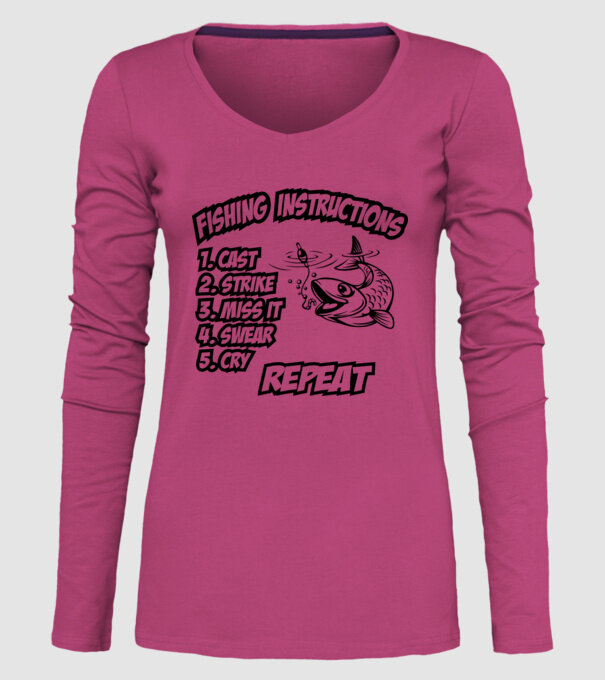Fishing instructions model roz pe tricou