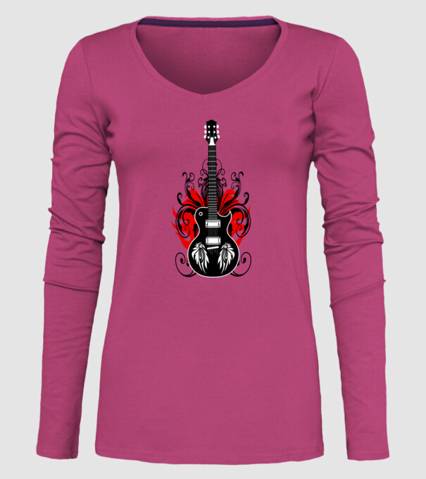 Chitară model roz pe tricou