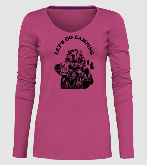 Lets go camping model roz pe tricou