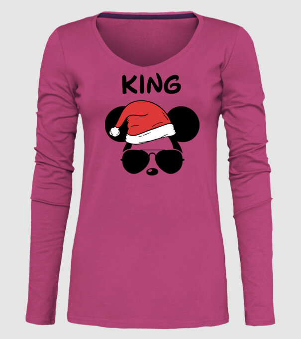 mickey santa king model roz pe tricou