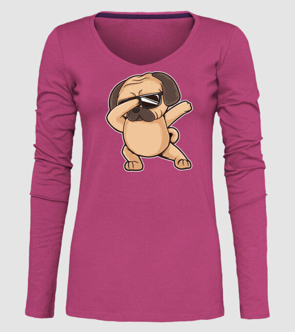 Mops DAB model roz pe tricou