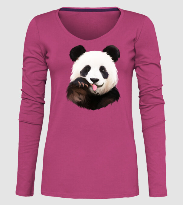 Panda face model roz pe tricou