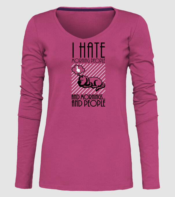 Urăsc dimineața model roz pe tricou