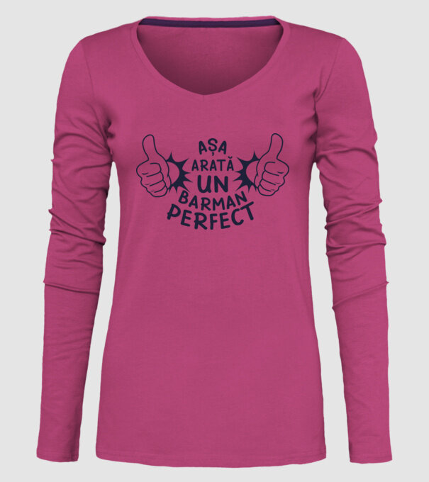 Așa arată un BARMAN perfect model roz pe tricou