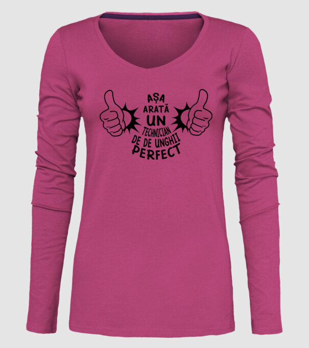 Așa arată un TEHNICIAN DE UNGHII perfect model roz pe tricou