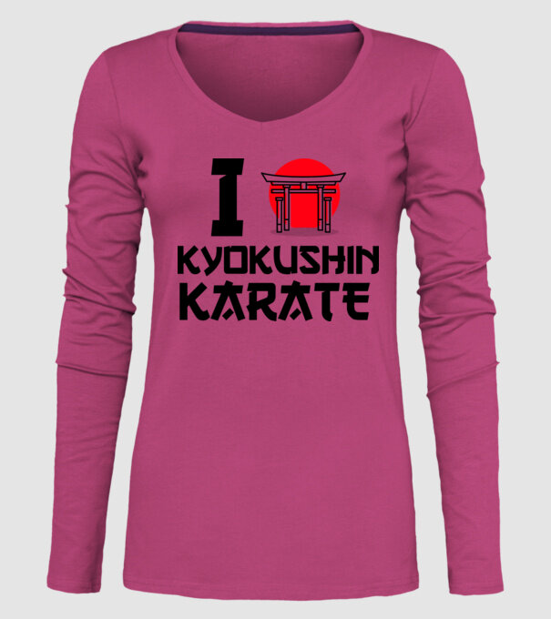 I love Kyokushin Karate model roz pe tricou
