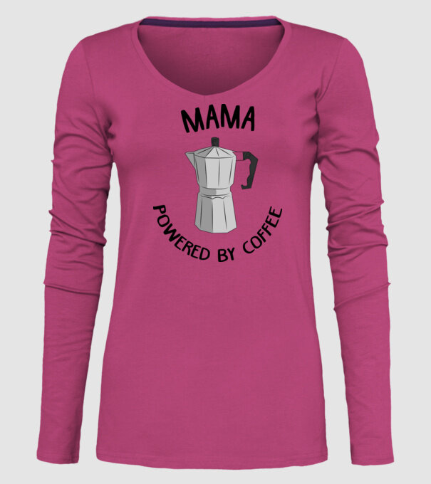 Mama powered by coffee_D1655019 model roz pe tricou