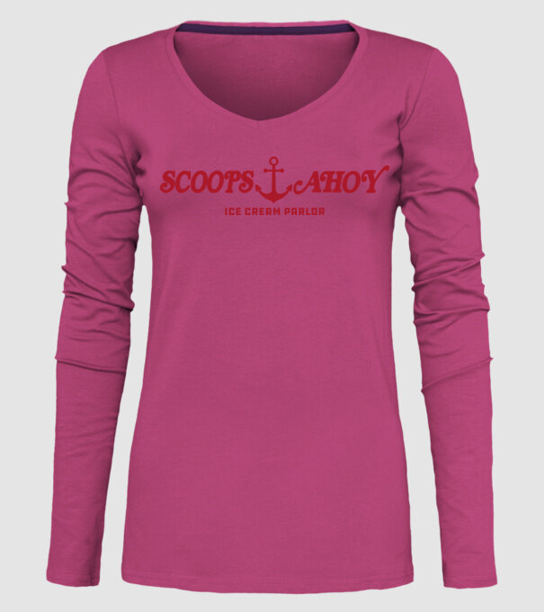 scoops and ahoy stranger things model roz pe tricou