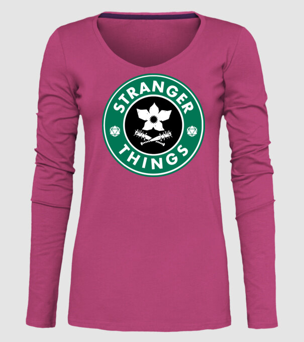 stranger things starbucks model roz pe tricou